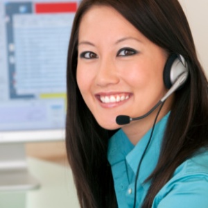 woman on a headset